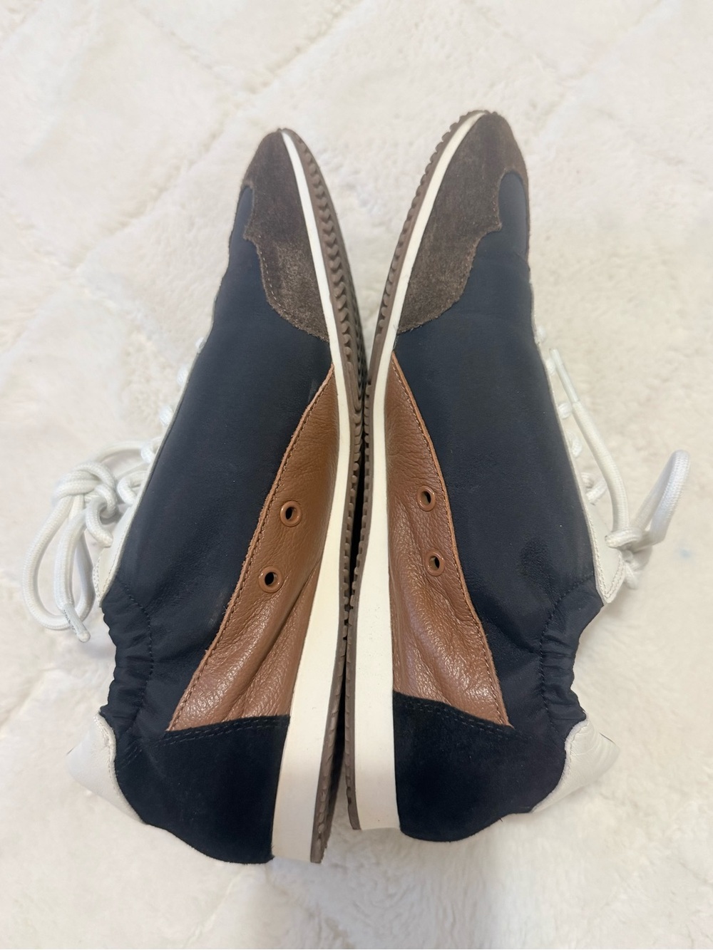Tory Burch Black/Brown/White Runner Nylon and Suede Sneakers - Picture 5 of 9
